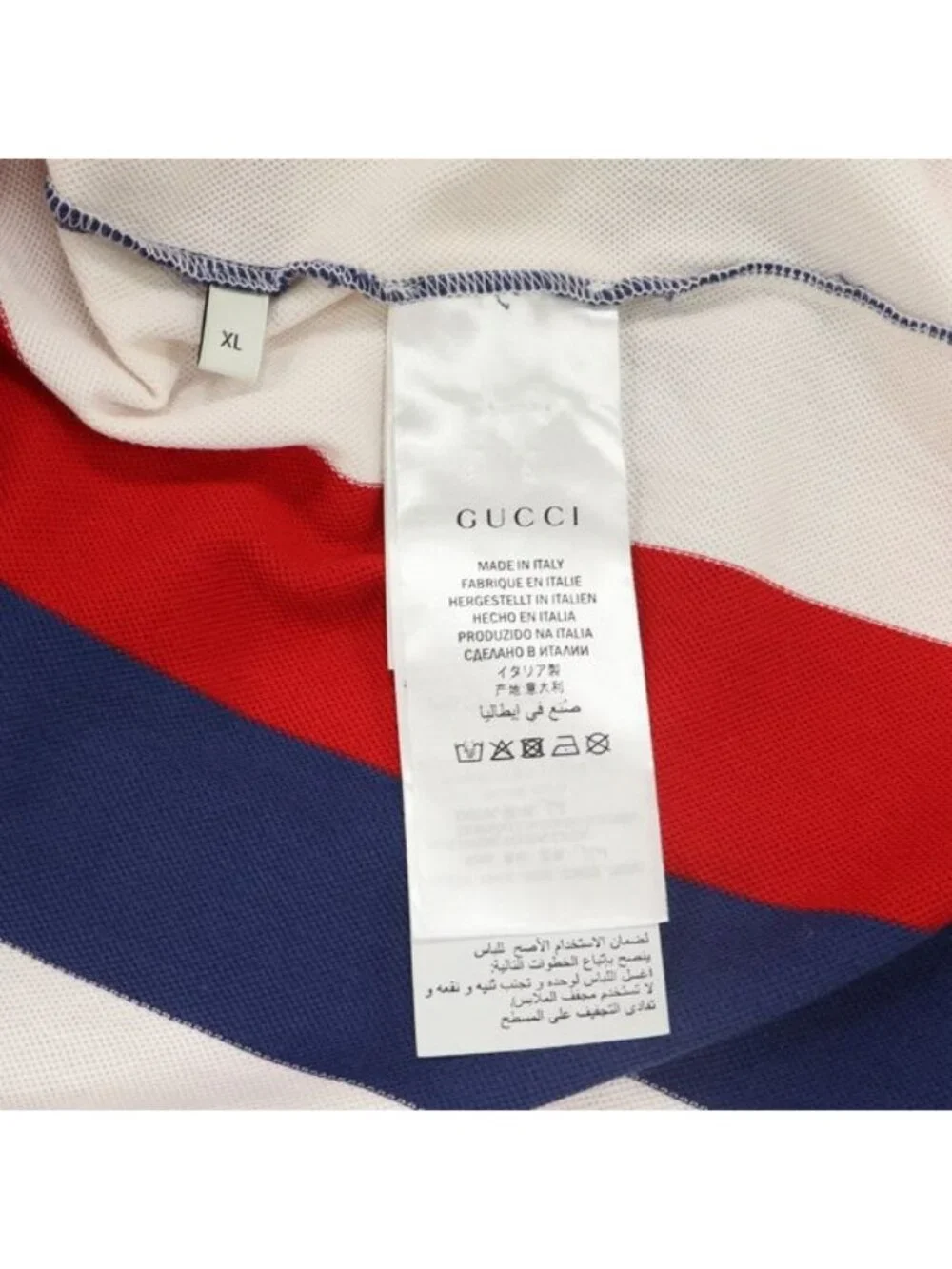 Gucci Short Sleeve Polo Shirt XL Cotton White Red Blue Color Apa Ako Abc
